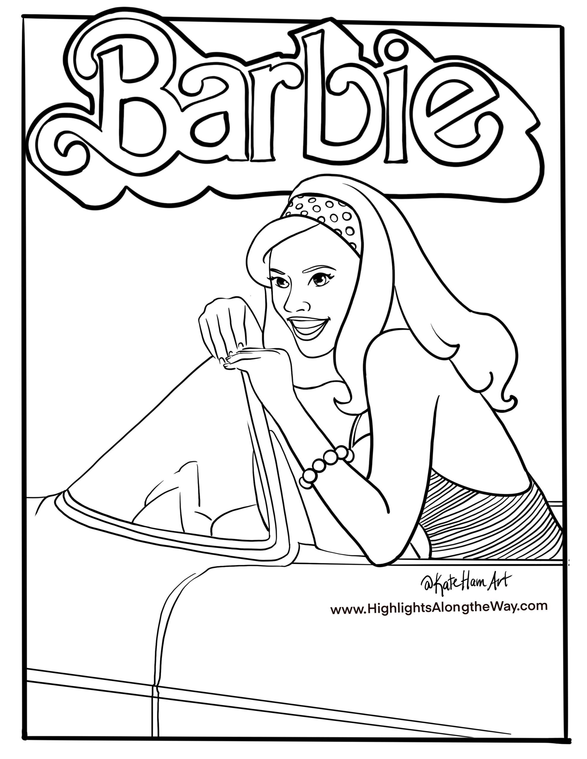 barbie car coloring pages