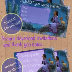 WIsh asha and valentino birthday invitations and thank you cards instant download printables