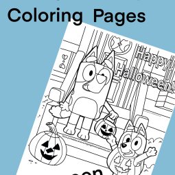Bluey Halloween Coloring Page instant download