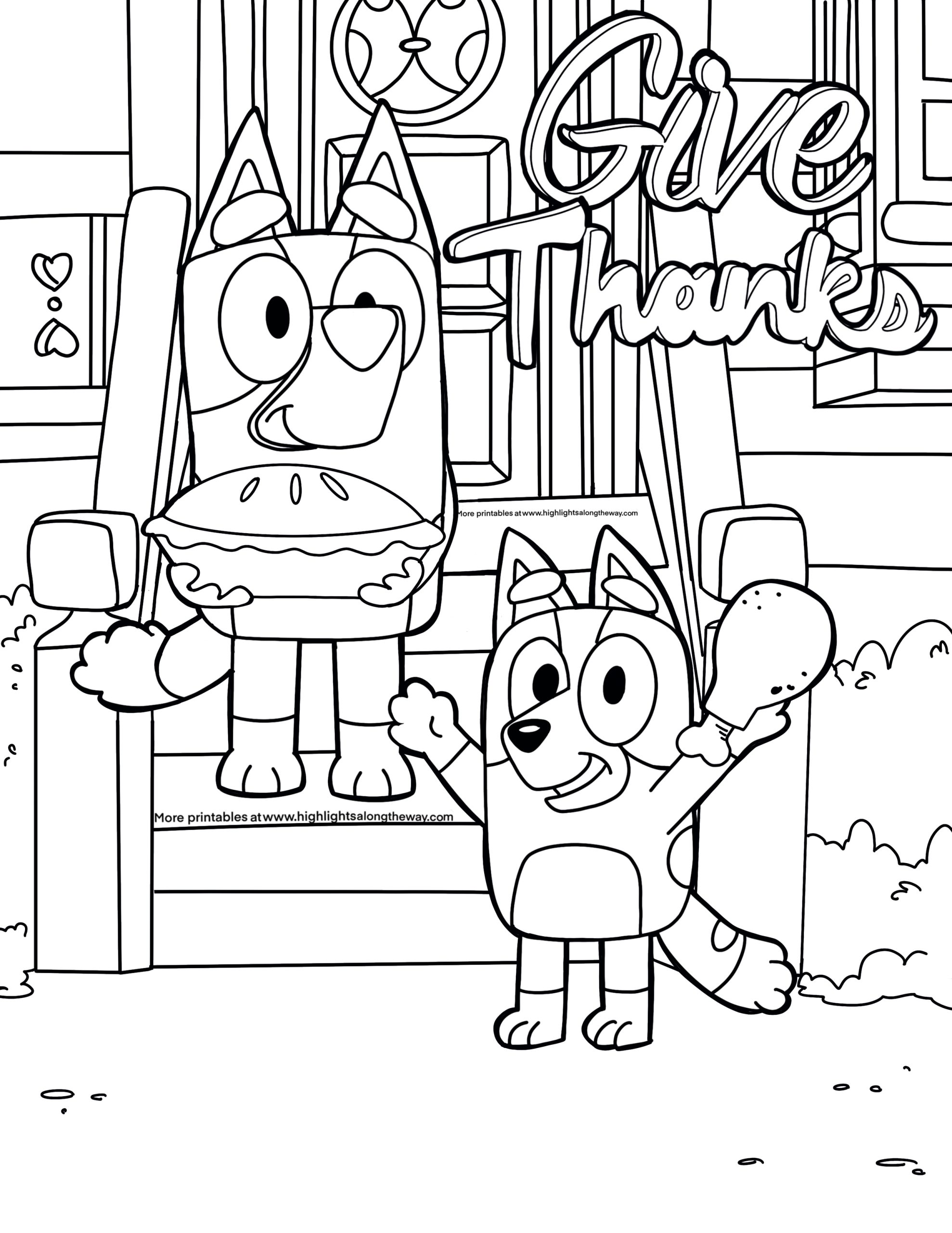 Bluey Thanksgiving Coloring Page