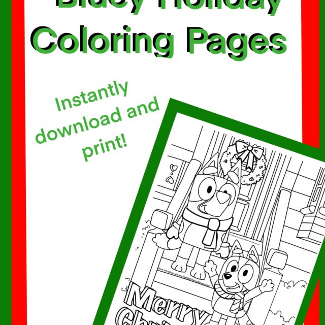 Bluey Holiday Instant download coloring pages