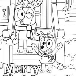 Instant download Bluey Christmas Coloring page