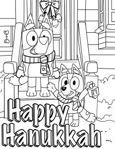 Bluey Hanukkah Coloring Page Instant download