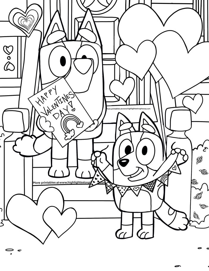 Bluey Valentine's Day instant download coloring page