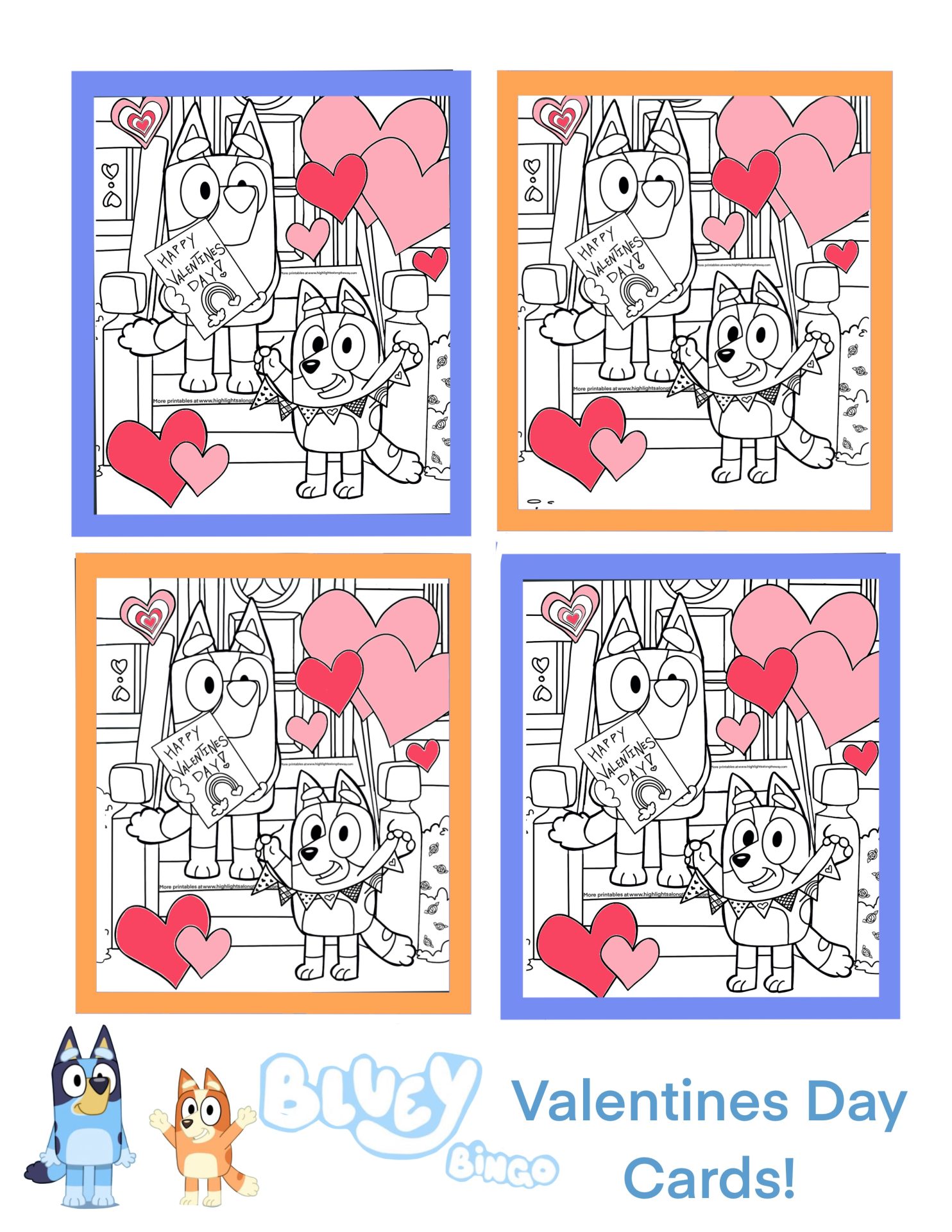 Bluey Valentine s Day Cards Instant Download Printables 