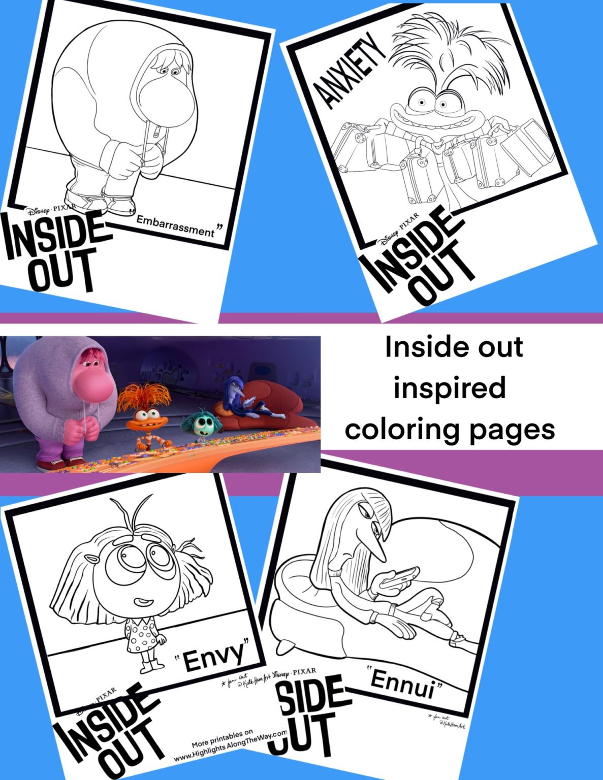 Inside Out 2 Coloring Pages and Printables