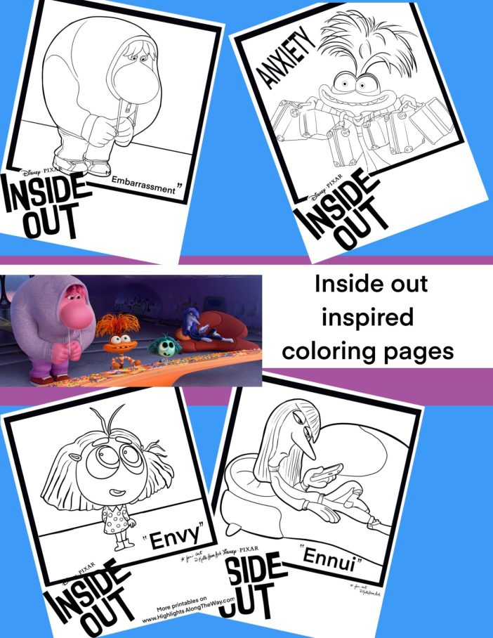 Inside Out Activity Pages instant download envy ennui anxiety embarrassment