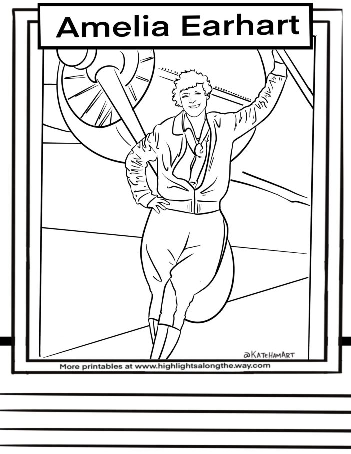 Amelia Earhart coloring page instant download activity sheet for women's history month