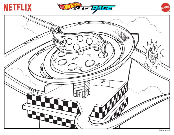 Hot wheels race track coloring sheet