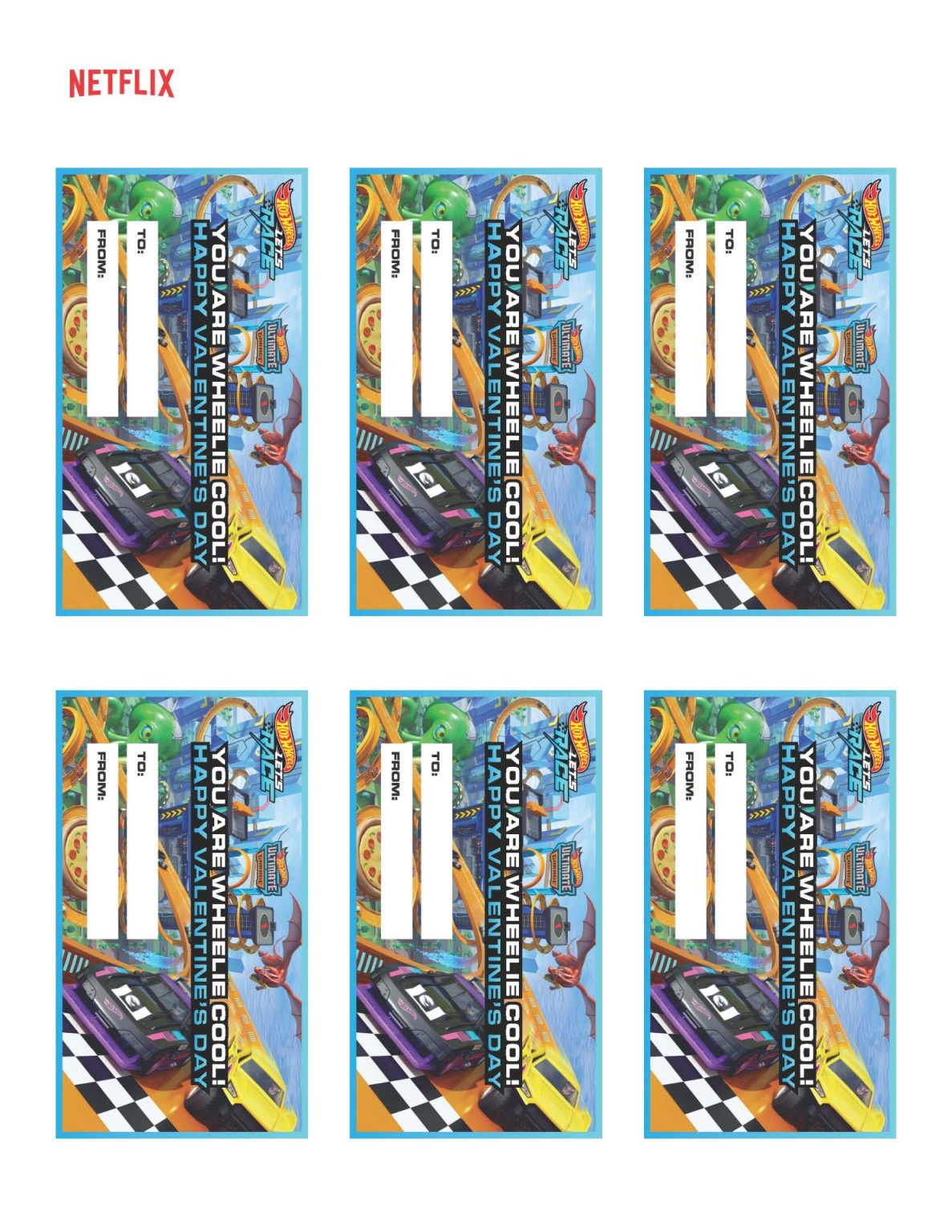 Hot Wheels Valentine's Day Cards