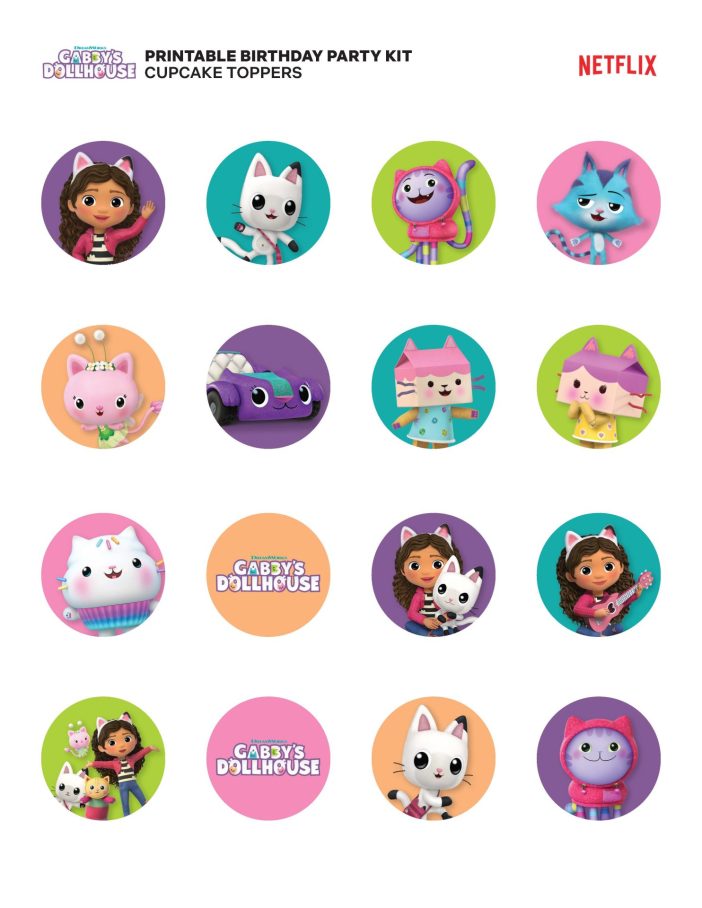 Gabbys Dollhouse Birthday Party cupcake toppers