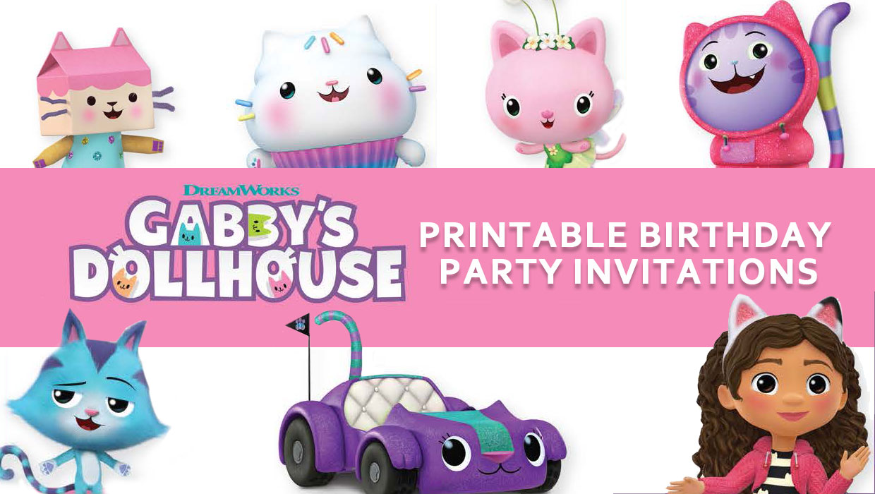 Gabby s dollhouse birthday party invitations instant download 