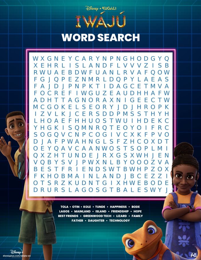 Disney Word search free printable Iwaju 