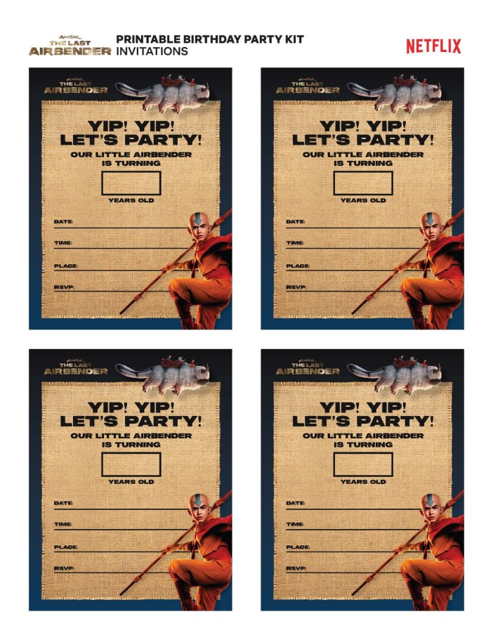 The Last Airbender Birthday Party Invitations