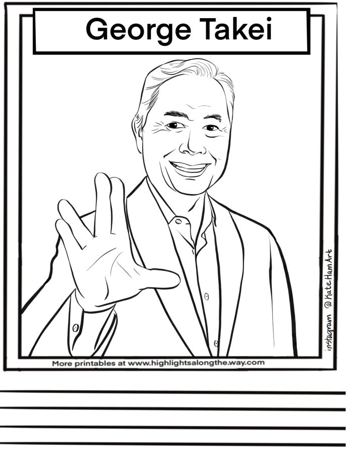 George Takei Coloring Page instant download for Asian American Heritage month