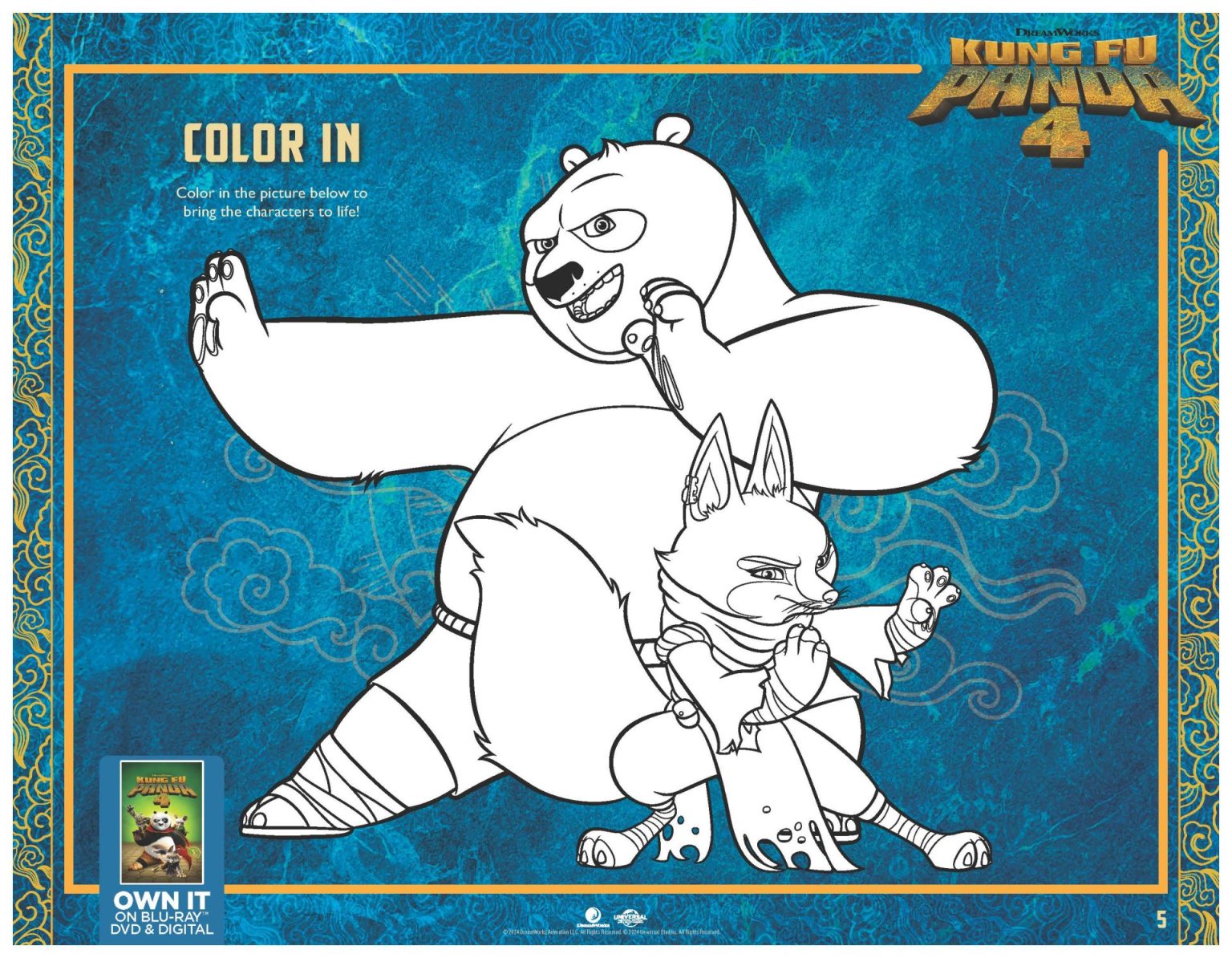 Kung Fu Panda Coloring and printable activity sheets