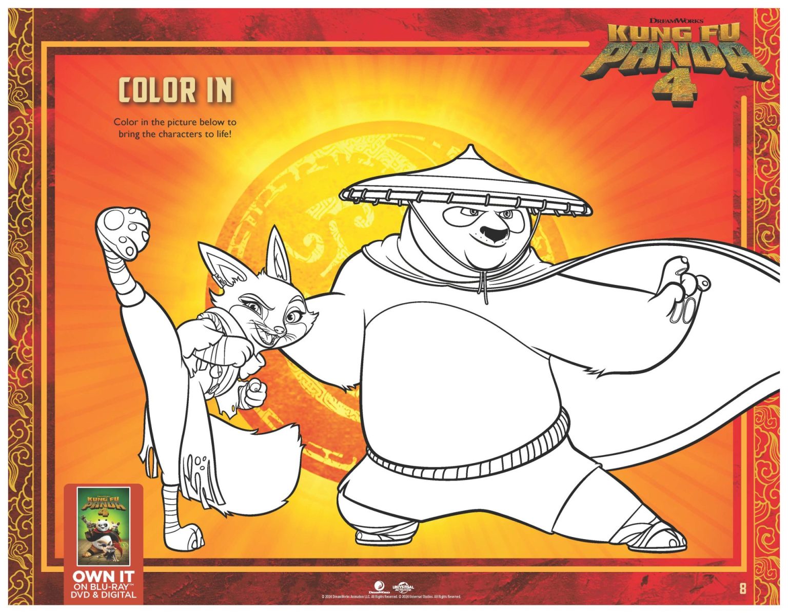 Kung Fu Panda 4 Coloring Sheet