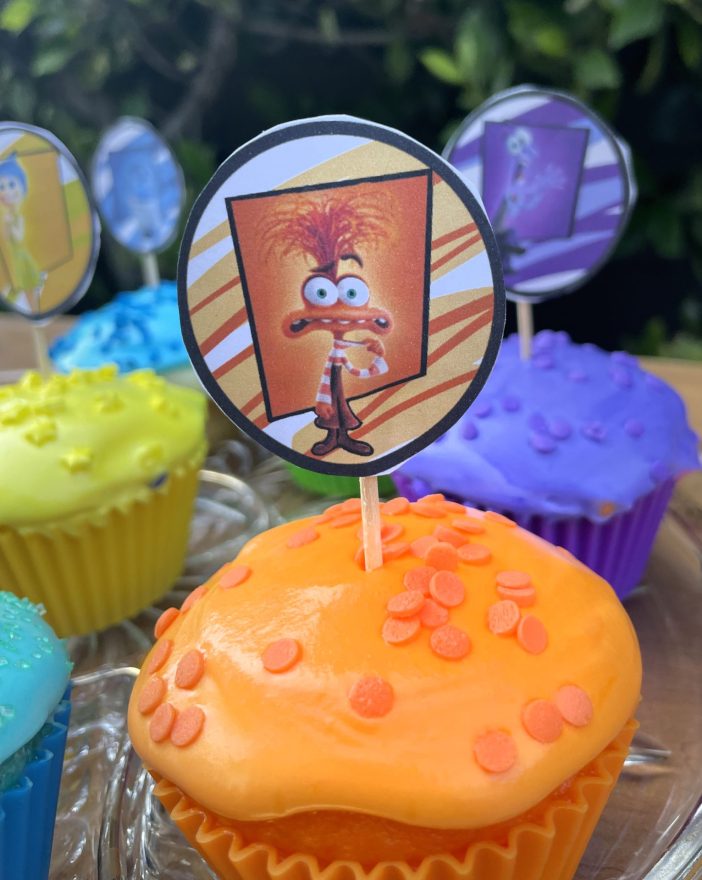 Inside Out frosted cupcakes toppers