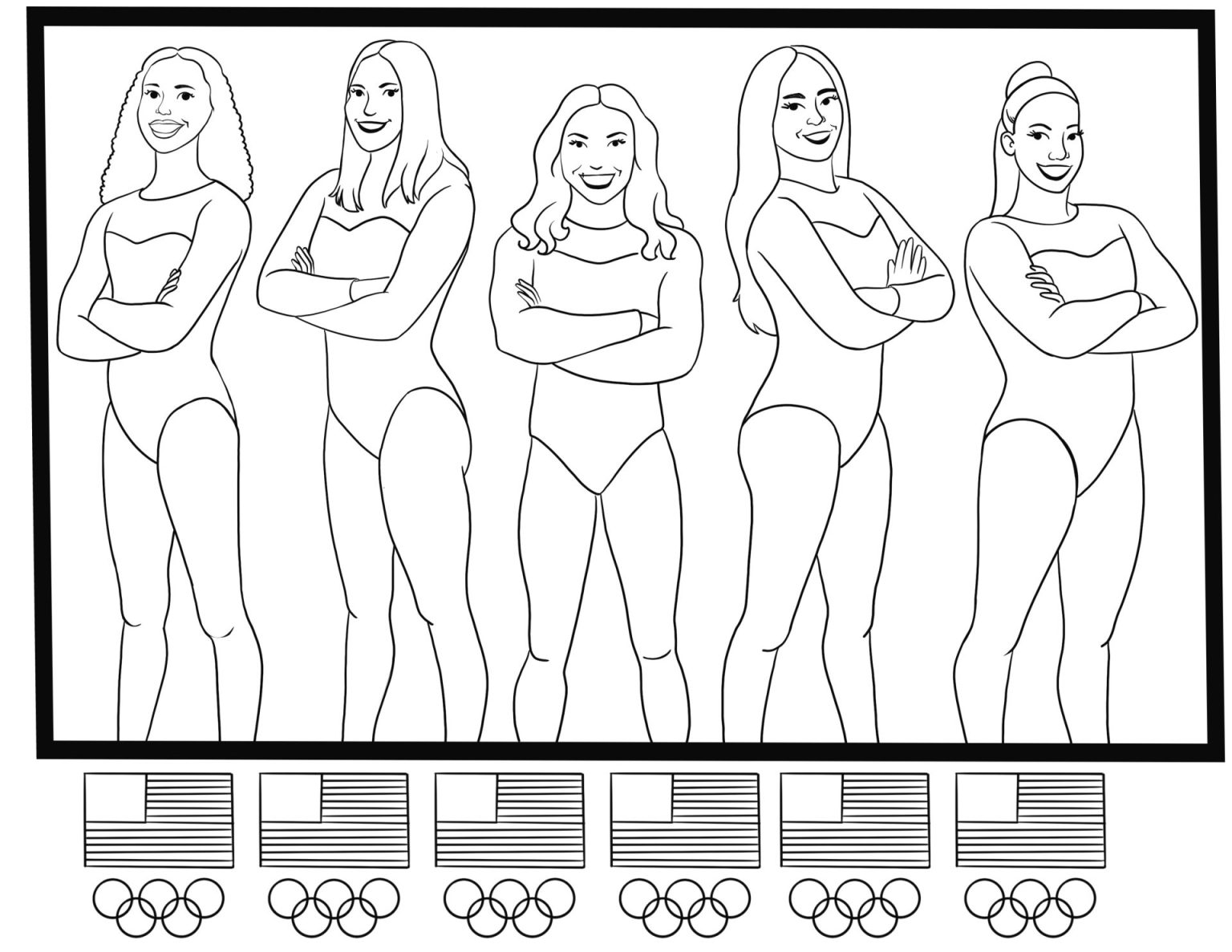 Olympic USA Female Gymnastic Team Coloring Pages olympic-usa-female-gymnastic-team-coloring-pages