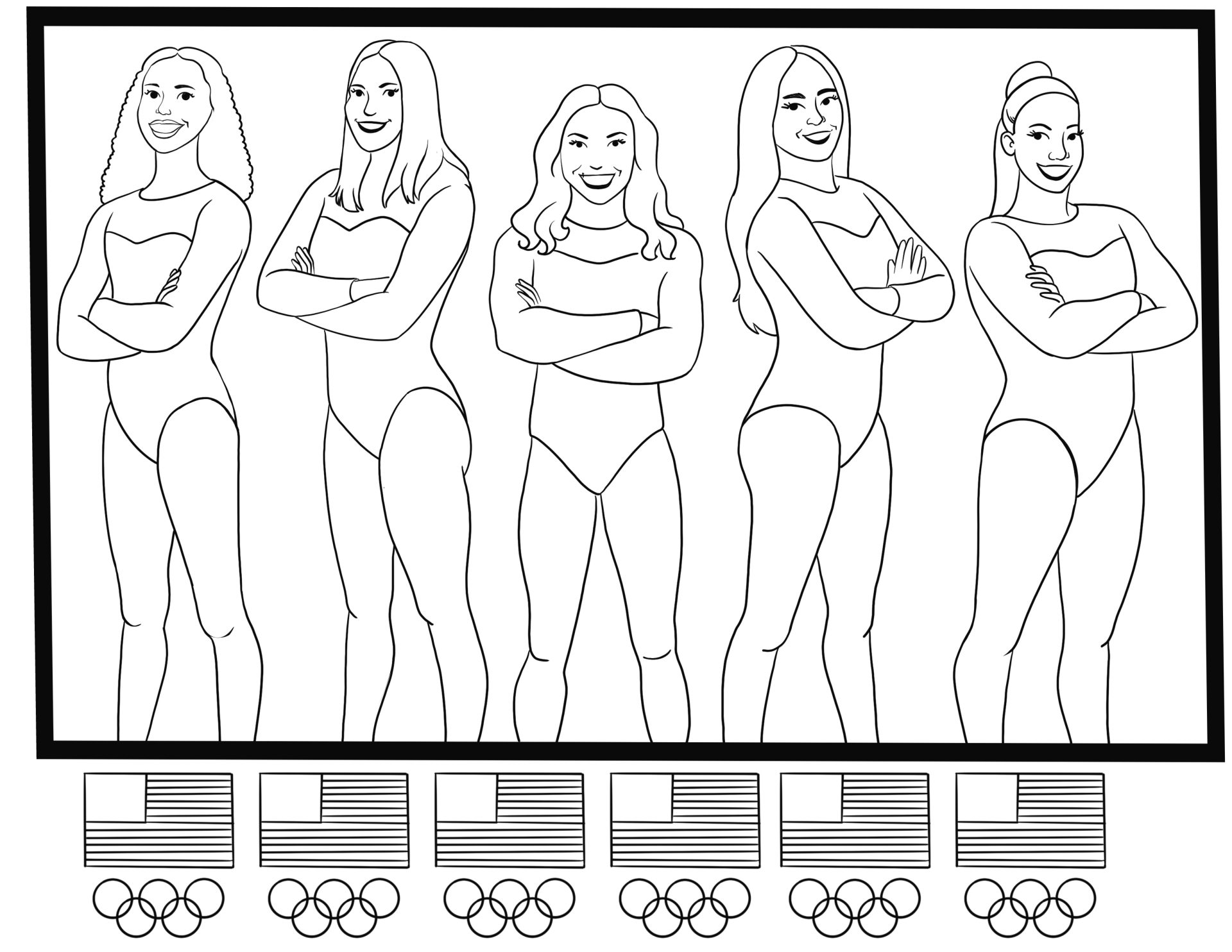 Olympic USA Female Gymnastic Team Coloring Pages