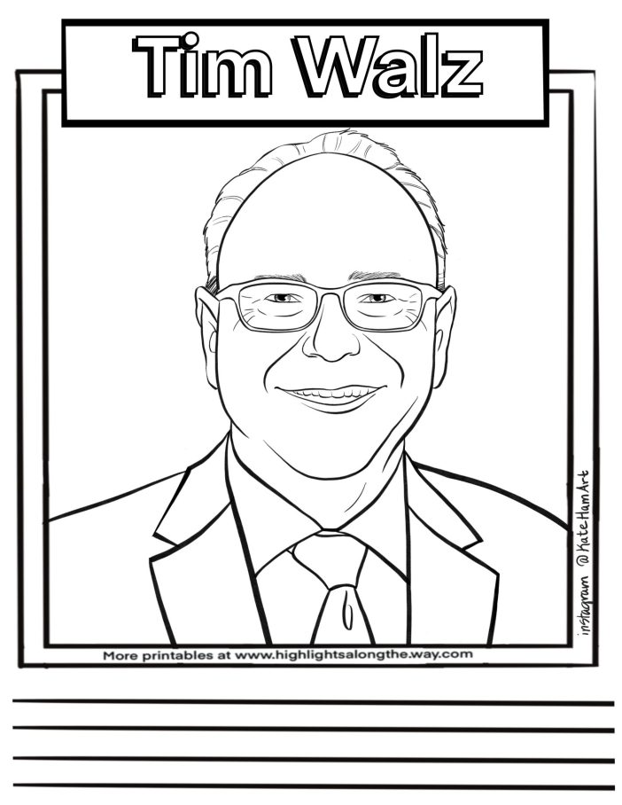 Tim Walz Coloring Page Instant Download and print
