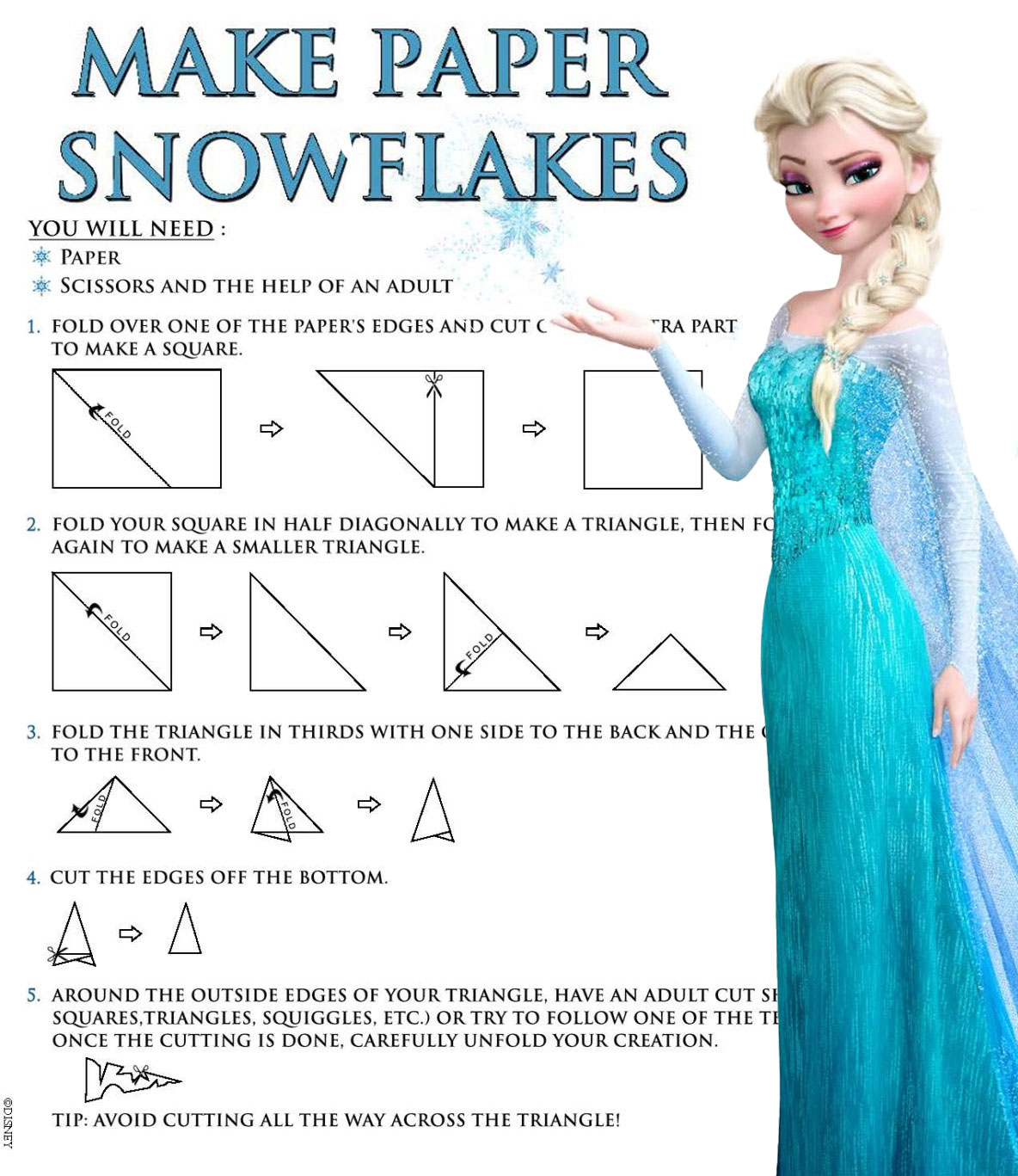 elsa paper snowflakes