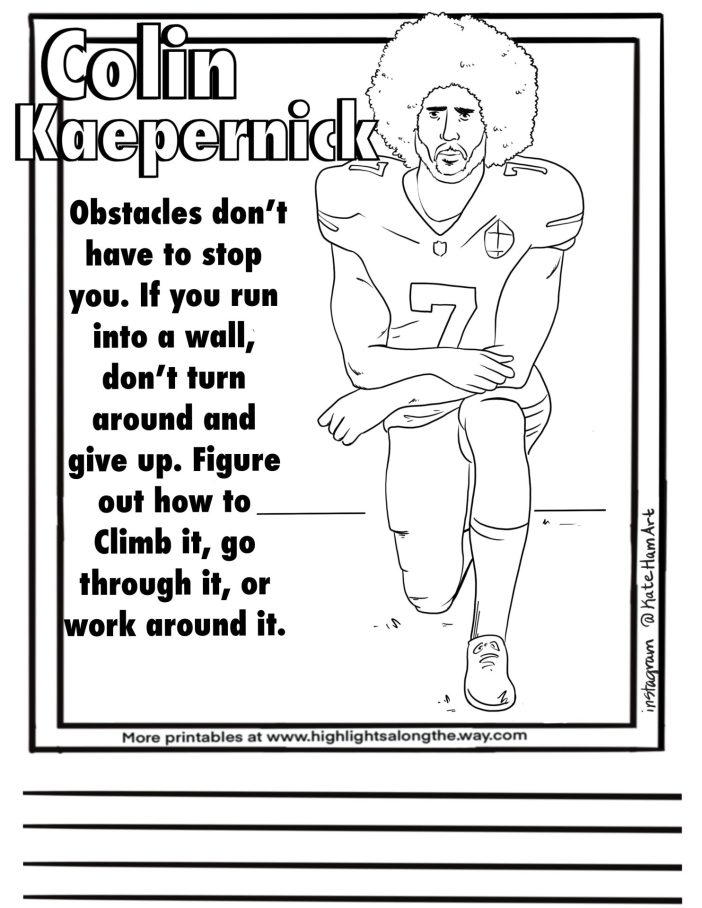 Colin Kaepernick Coloring page instant download printable