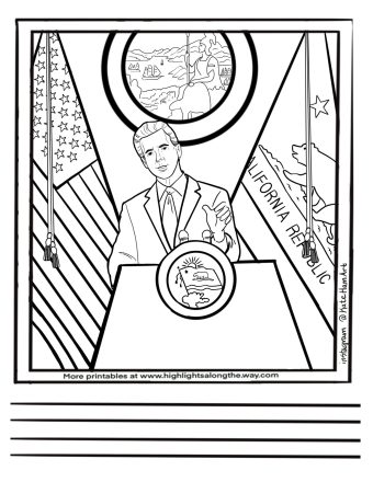 Gavin Newsom Coloring page instant download free activity sheet