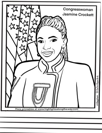 congresswoman jasmine crockett coloring page