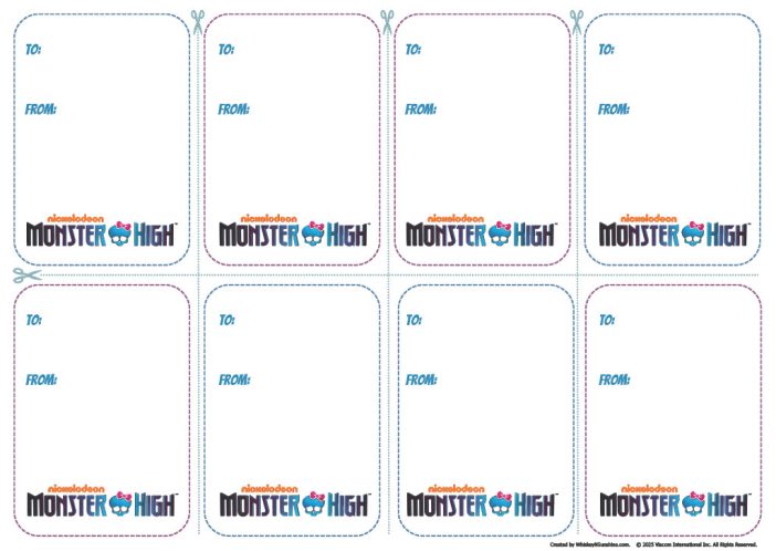 monster high printable valentines day