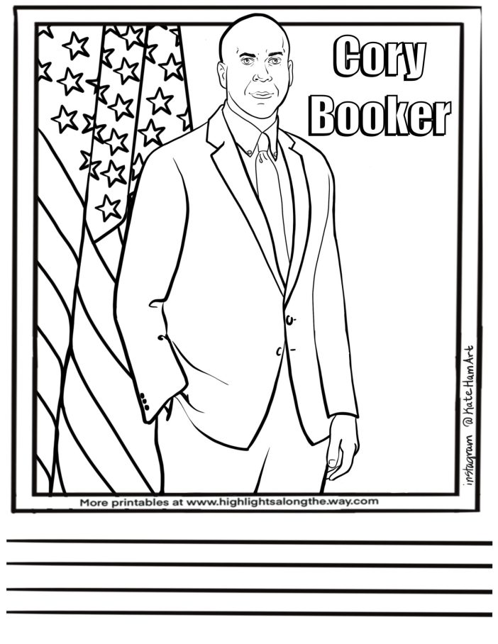 Cory Booker Coloring Page instant download no prep activity sheet