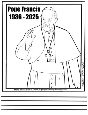 Pope Francis Coloring Page instant download activity sheet