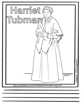 Harriet Tubman Coloring page free printable activity sheet
