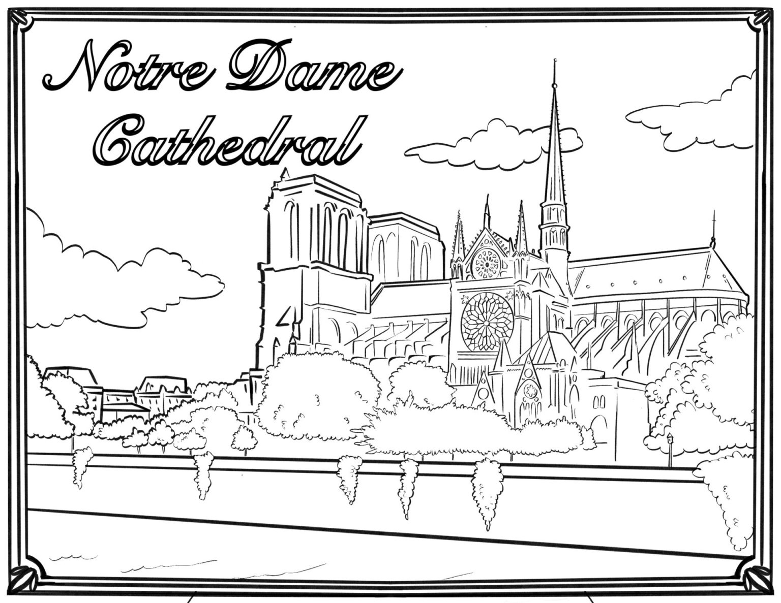 Notre Dame Coloring Page Notre Dame Coloring Page