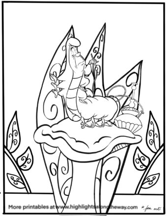 Caterpillar Coloring Page – Alice in Wonderland