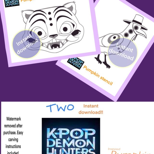 Kpop Demon Hunter stencils for pumpkins for halloween