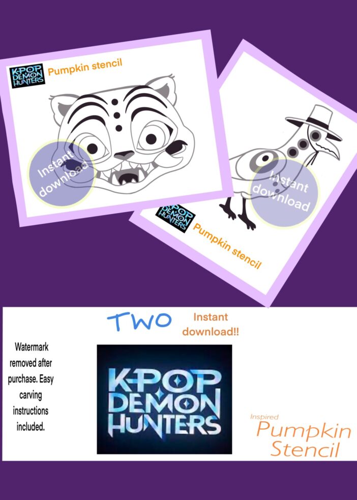 Kpop Demon Hunter stencils for pumpkins for halloween