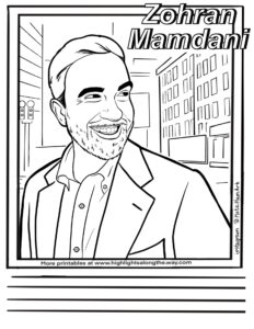 Zohran Mamdani Coloring Page