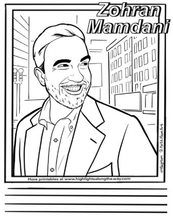 Zohran Mamdani Coloring Page