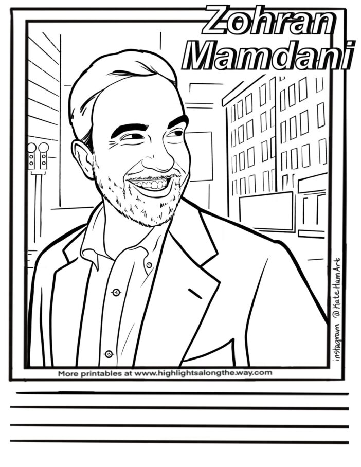 Zohran Mamdani Coloring Page instant download printable for teachers