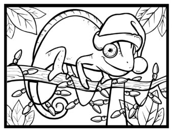 Chameleon Christmas Coloring Page