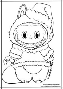 Christmas Labubu Free Coloring Page