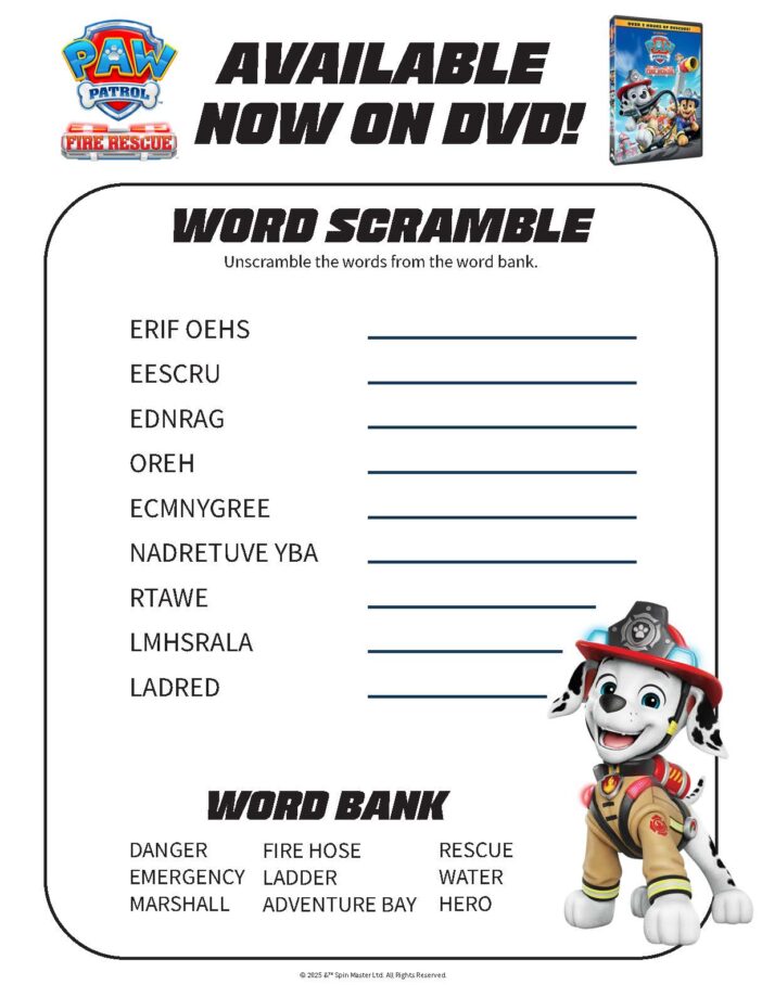 word scramble free printable