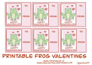 Frog Valentine’s Day Cards – Instant download printables!