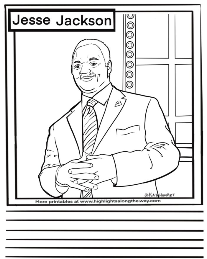 Jesse Jackson Coloring page instant download printable 