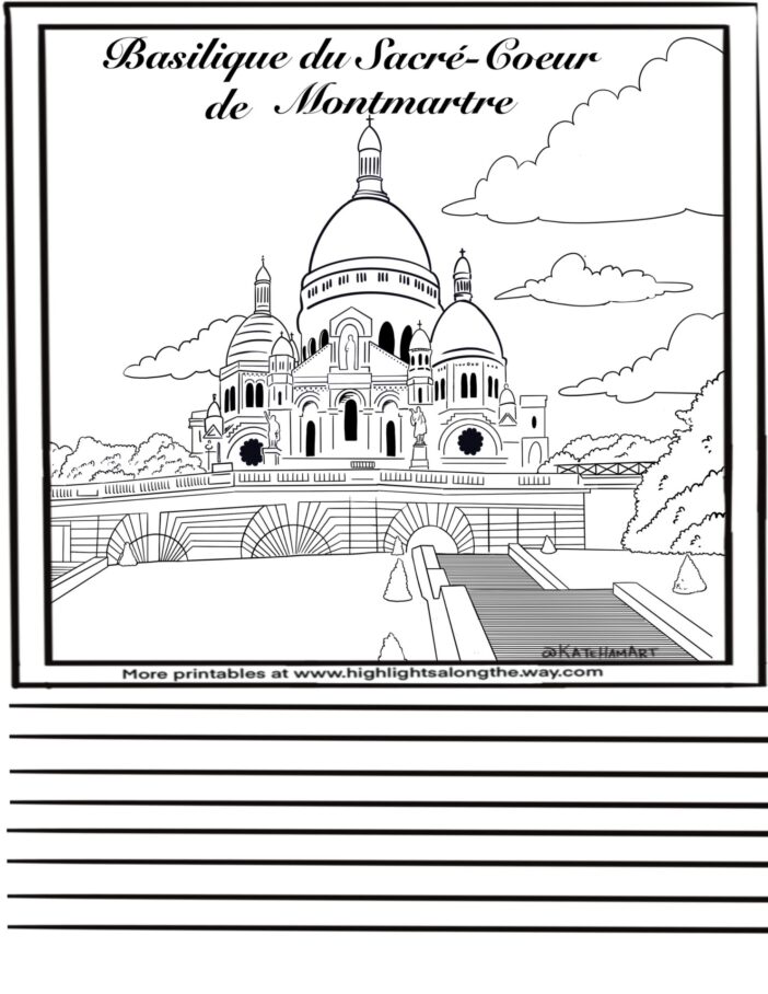 Sacre Coeur Coloring page instant download printable 