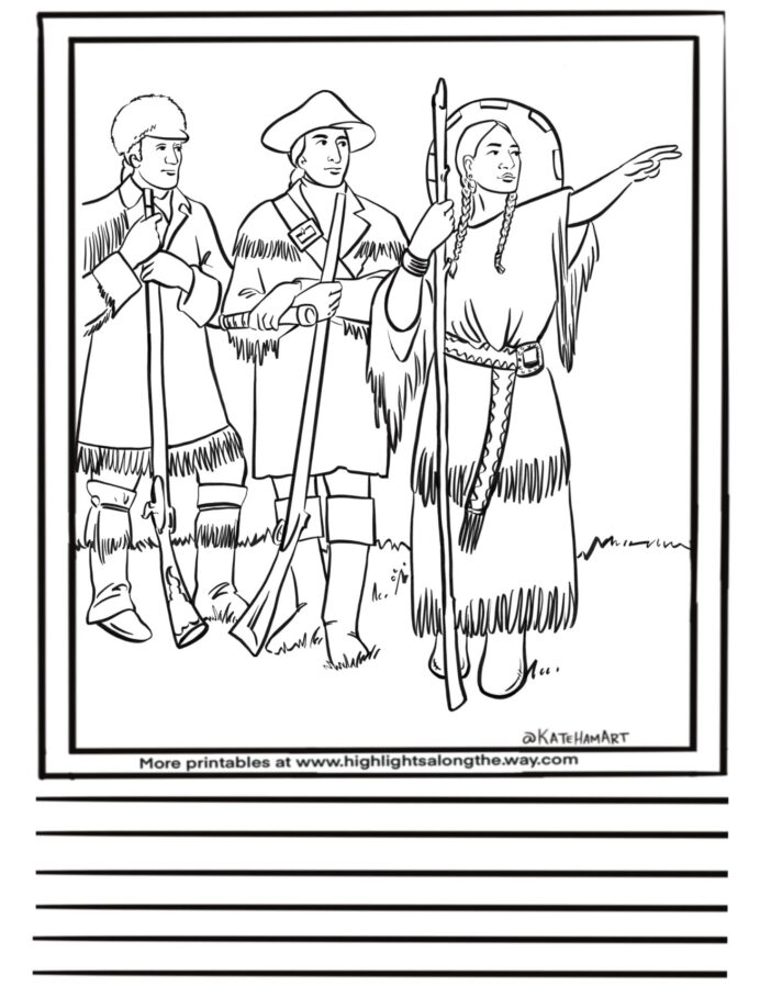 sacajawea coloring page instant download printable