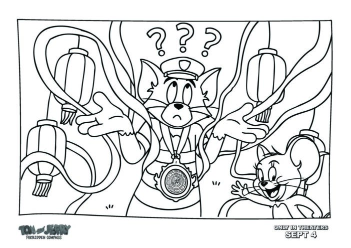 Silly cat and mouse coloring page