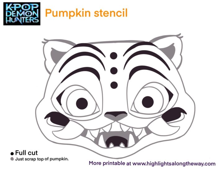 Kpop Demon Hunter Pumpkin Stencil Derpy the Tiger